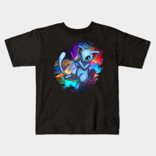 Bleu cat Drinking the milky way Kids T-Shirt